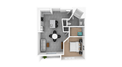 Floor plan for 1 bed, 1 bath, 866 sqft